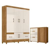 Guarda Roupa Casal Ms912 E Cômoda Texas Freijó Off White - Moval - 1