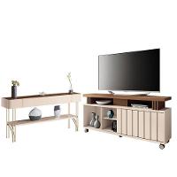 Rack Bancada Rivera 1.3 Com Aparador Vivant Castanho Off White - Hb Móveis - 1