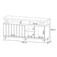 Rack Bancada Rivera 1.3 Com Aparador Vivant Castanho Off White - Hb Móveis - 3