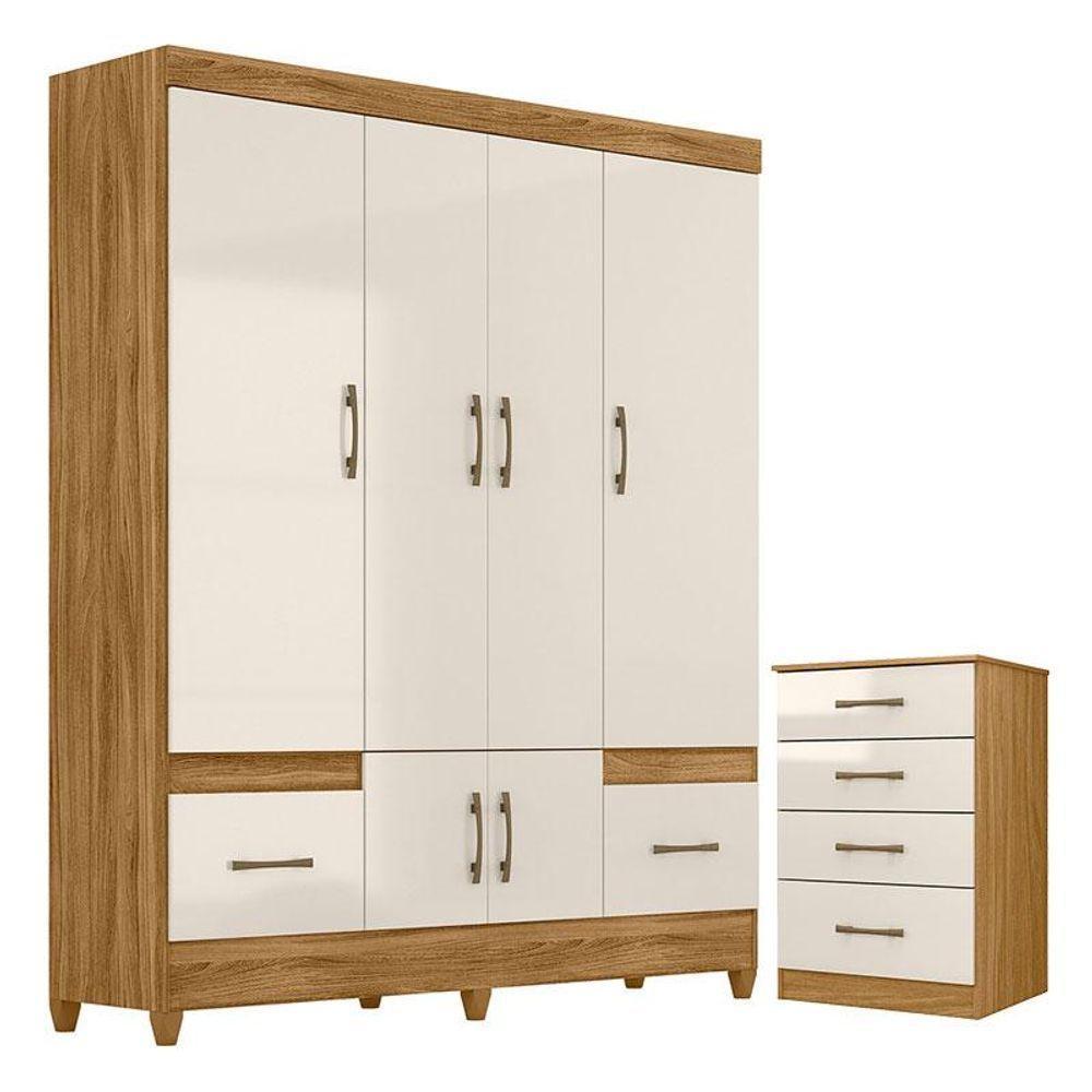 Guarda Roupa Casal Ms912 E Cômoda Ms913 Freijó Off White - Moval - 1