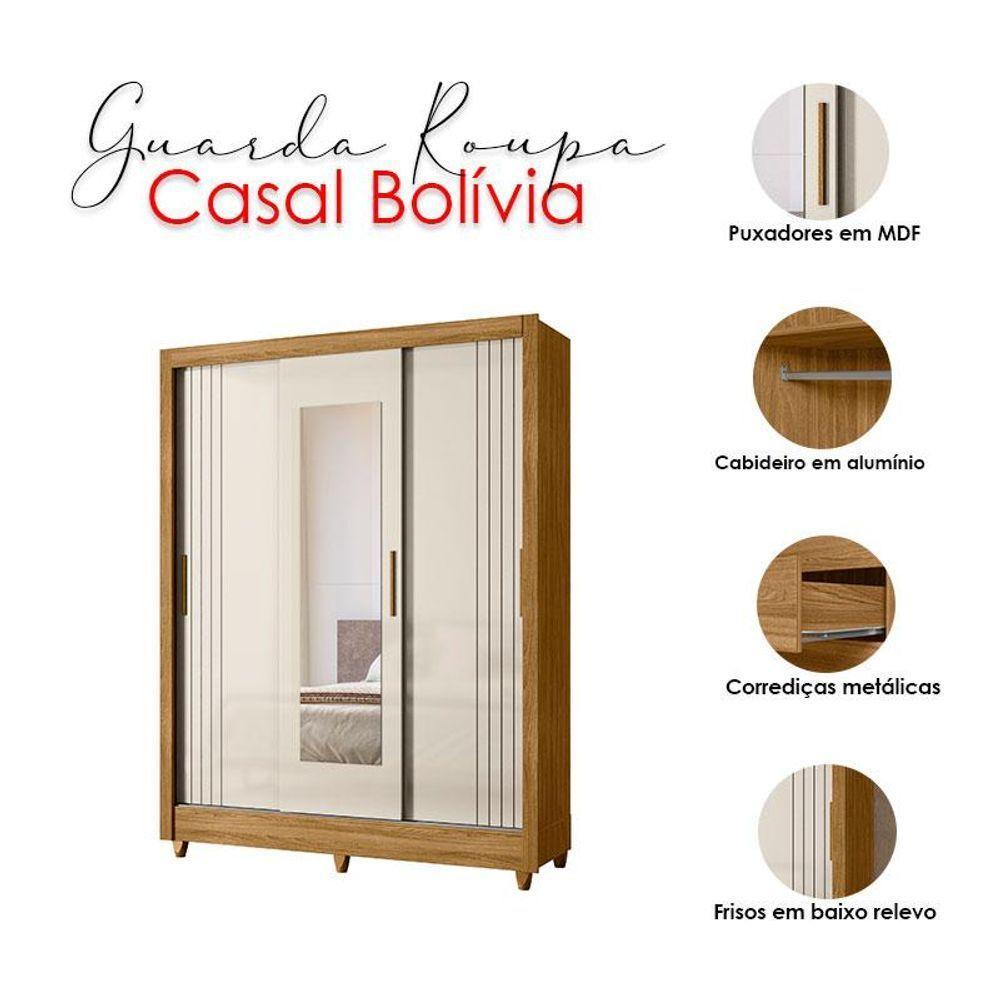 Guarda Roupa Casal Bolívia E Cômoda Dhara Freijó Off White - Moval - 3