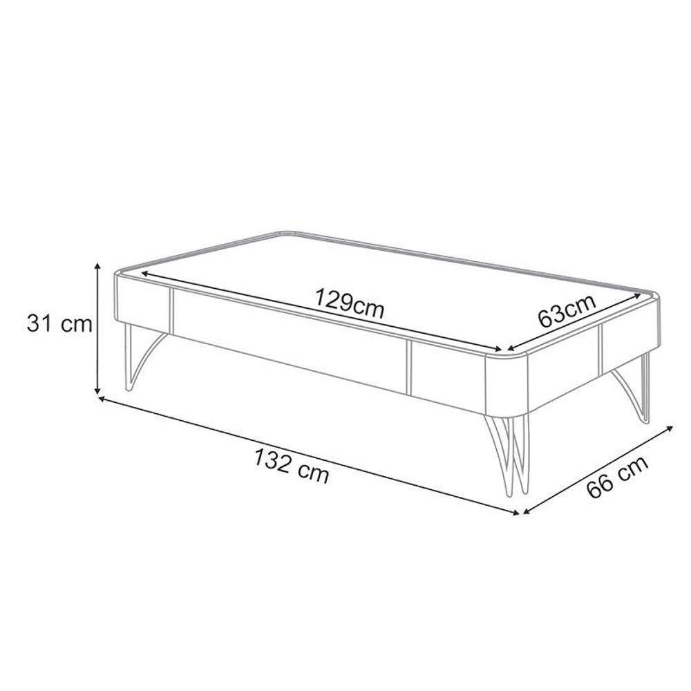 Rack Bancada Rivera 1.3 Com Mesa De Centro Cadenza Off White Cinamomo - Hb Móveis - 5