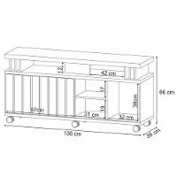 Rack Bancada Rivera 1.3 Com Mesa De Centro Cadenza Off White Cinamomo - Hb Móveis - 3