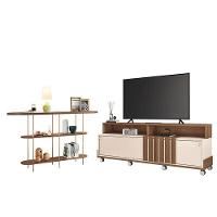 Rack Bancada Graci 1.8 Com Aparador Infinity Castanho Off White - Hb Móveis - 1