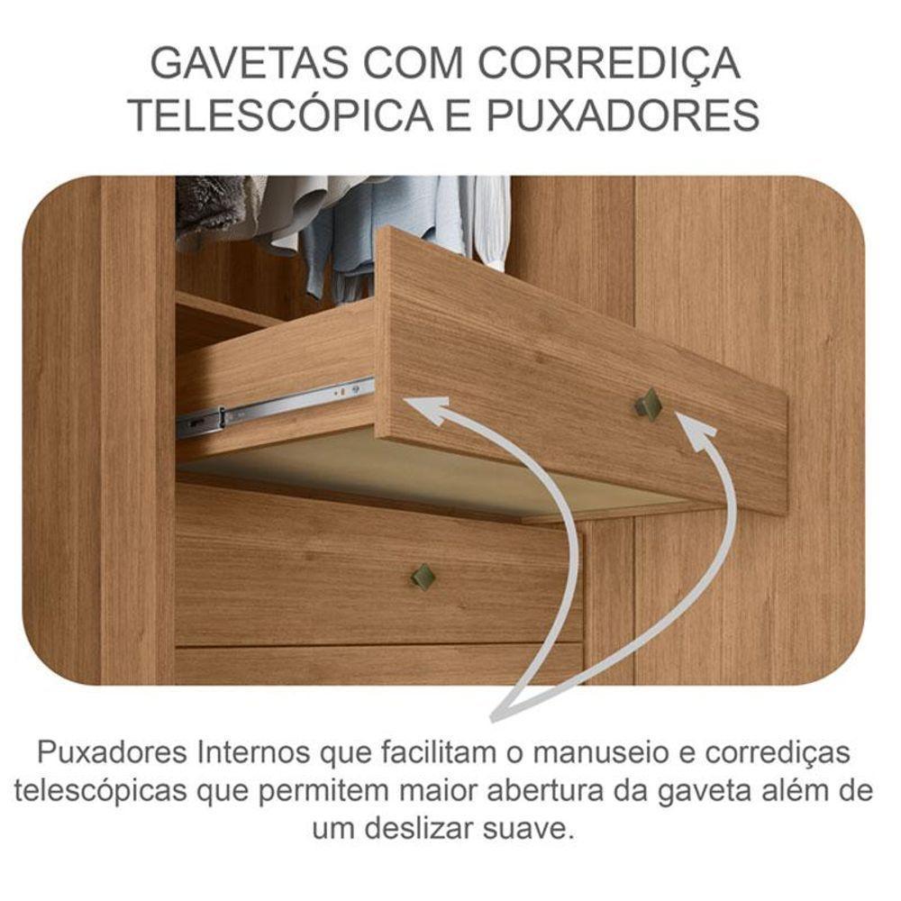 Guarda Roupa Casal Ambiente Logan 3 Portas 4 Gavetas Cumaru 23 - Novo Horizonte - 5