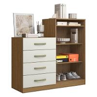 Guarda Roupa Casal Coimbra 2005138 Com Armário Multiuso New 2000191 E Cômoda Londres Atacama Off White - Aramóveis - 5