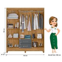 Guarda Roupa Casal Panamá E Cômoda Dhara Freijó Cinza- Moval - 3