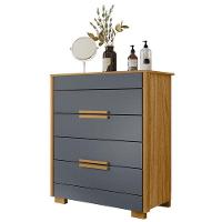 Guarda Roupa Casal Panamá E Cômoda Dhara Freijó Cinza- Moval