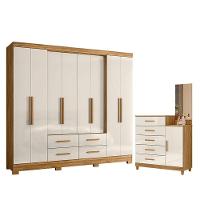 Guarda Roupa Casal San Lorenzo E Cômoda Lisboa Freijó Off White - Moval - 1