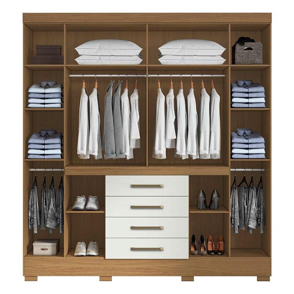 Guarda Roupa Casal Nápole 2045149 E Armário Multiuso New 2000192 E Cômoda Milão Atacama Off White - Aramóveis - 3
