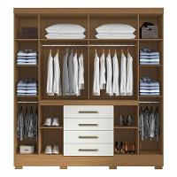 Guarda Roupa Casal Nápole 2045149 E Armário Multiuso New 2000192 E Cômoda Milão Atacama Off White - Aramóveis - 3