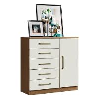 Guarda Roupa Casal Nápole 2045149 E Armário Multiuso New 2000192 E Cômoda Milão Atacama Off White - Aramóveis - 8