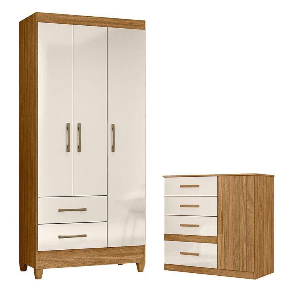 Guarda Roupa Solteiro Lima E Cômoda Vênus Freijó Off White - Moval - 1