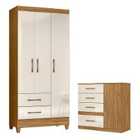 Guarda Roupa Solteiro Lima E Cômoda Vênus Freijó Off White - Moval - 1