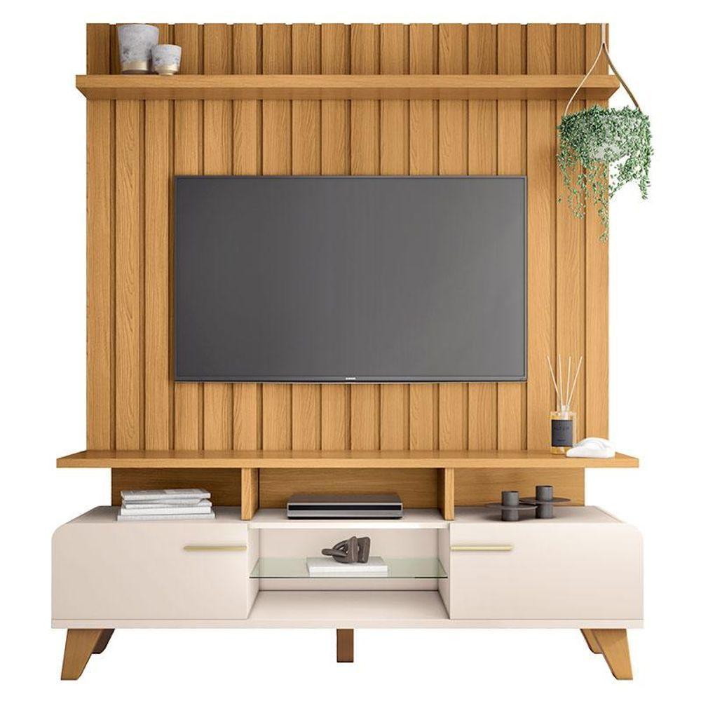 Rack Bancada Essenza E Painel Link 1.6 Com Aparador Infinity Off White Cinamomo - Hb Móveis - 2