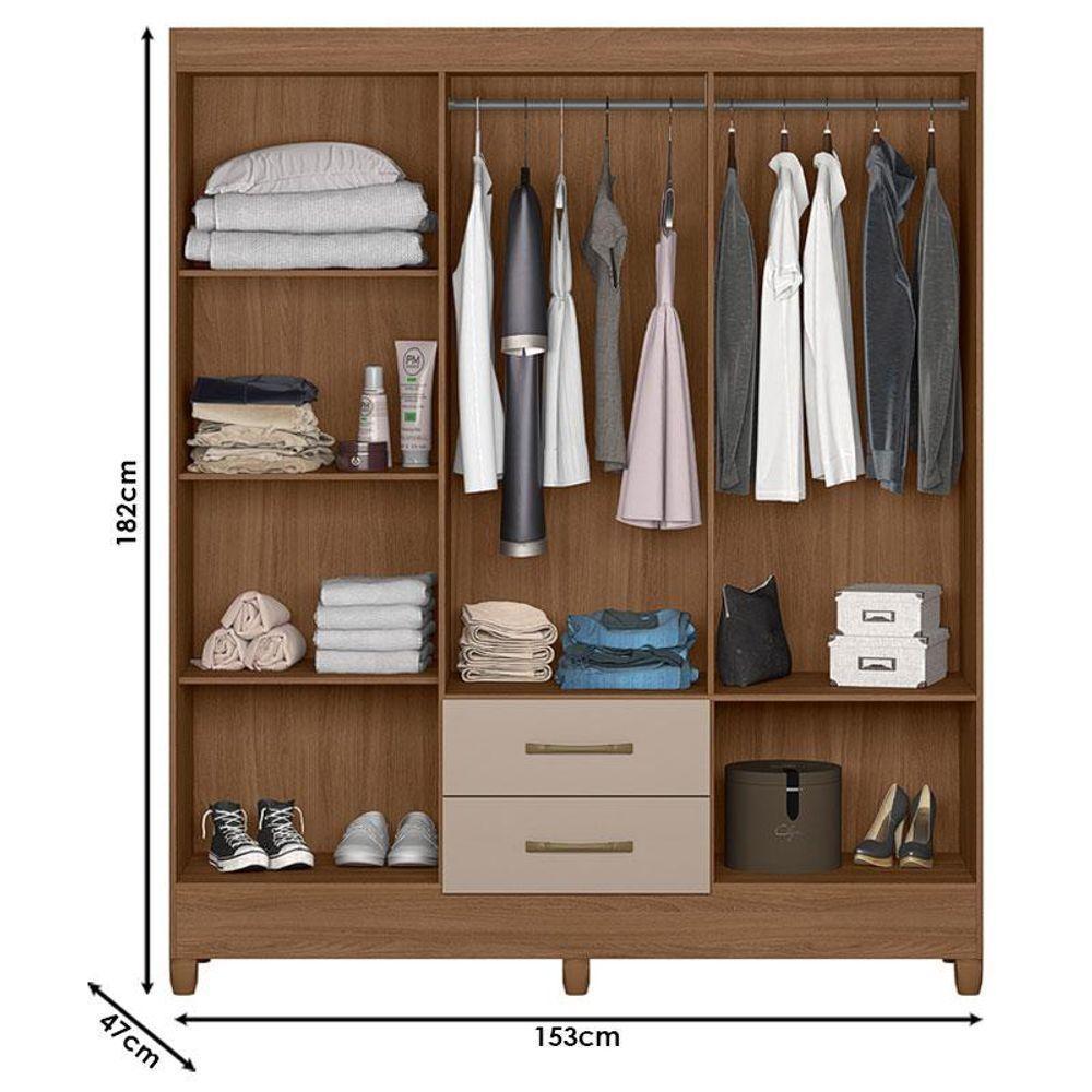 Guarda Roupa Casal Panamá E Cômoda Venus Carvalho Fendi - Moval - 3