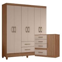 Guarda Roupa Casal Panamá E Cômoda Venus Carvalho Fendi - Moval - 1