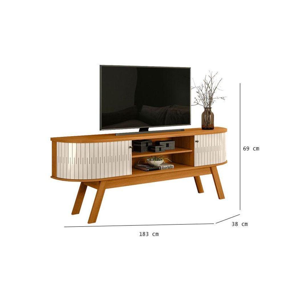 Painel Piso Teto New Guaporé Com Rack Bancada Valência New Laguna Ambiente Cinamomo Off White - Madetec - 7