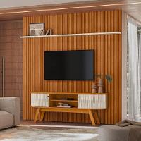 Painel Piso Teto New Guaporé Com Rack Bancada Valência New Laguna Ambiente Cinamomo Off White - Madetec - 1