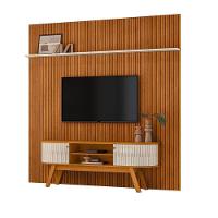 Painel Piso Teto New Guaporé Com Rack Bancada Valência New Laguna Ambiente Cinamomo Off White - Madetec - 2