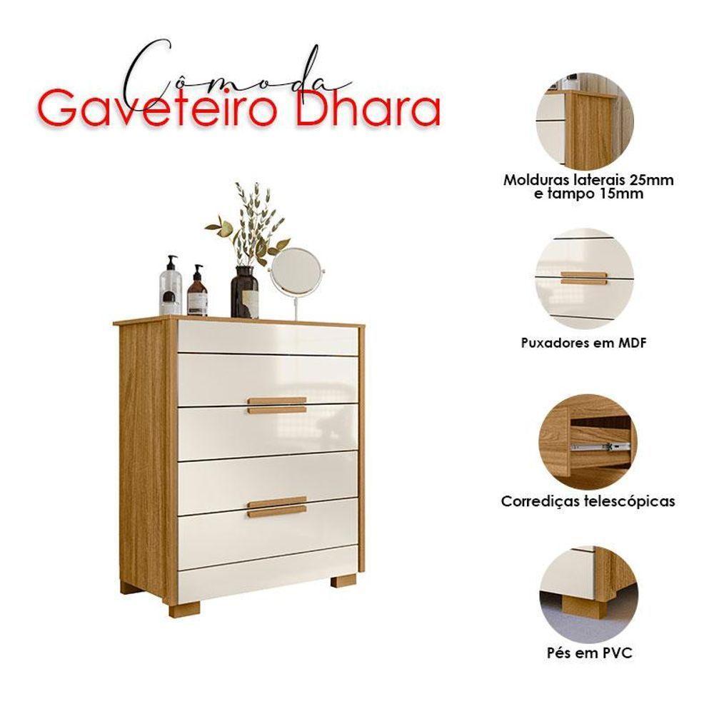 Guarda Roupa Casal Ms912 Com Espelho E Cômoda Dhara Freijó Off White - Moval - 6