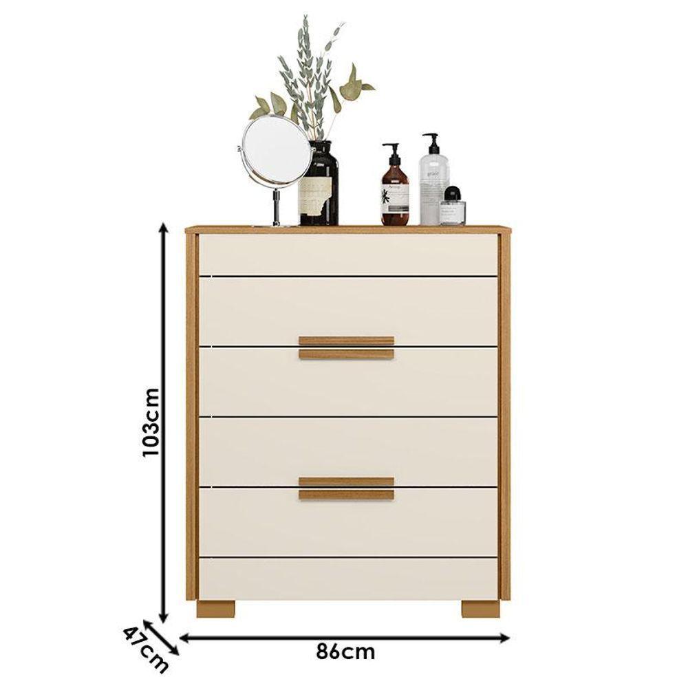 Guarda Roupa Casal Ms912 Com Espelho E Cômoda Dhara Freijó Off White - Moval - 7