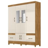 Guarda Roupa Casal Ms912 Com Espelho E Cômoda Ms913 Freijó Off White - Moval - 2