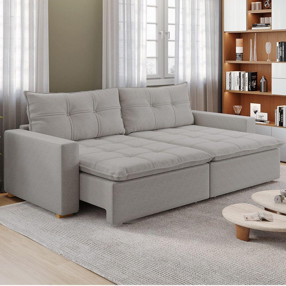 Sofá Retrátil E Reclinável Joinville 2,30m Linho Cor Grafite 2342 - 2