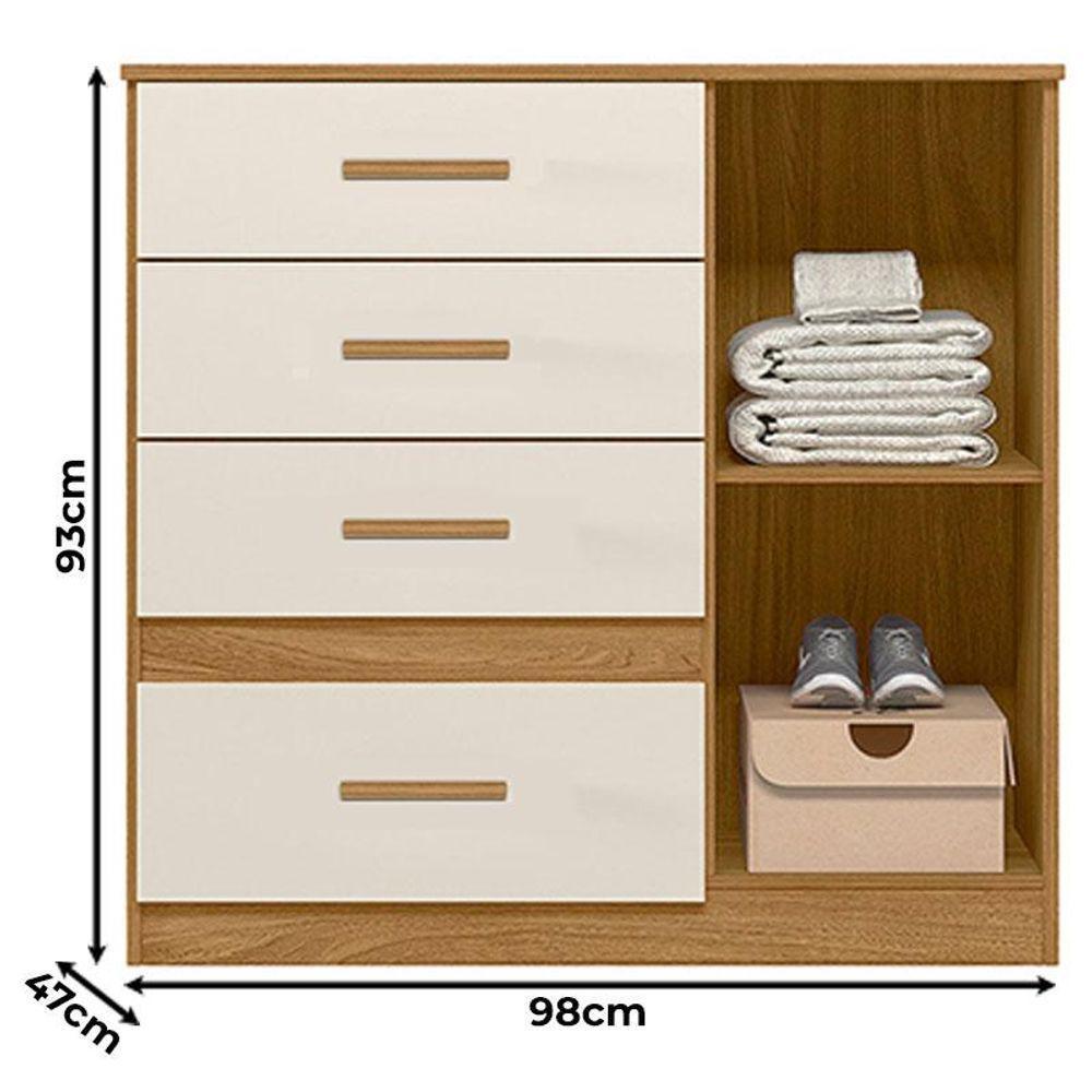 Guarda Roupa Casal Ms912 Com Espelho E Cômoda Vênus Freijó Off White - Moval - 7