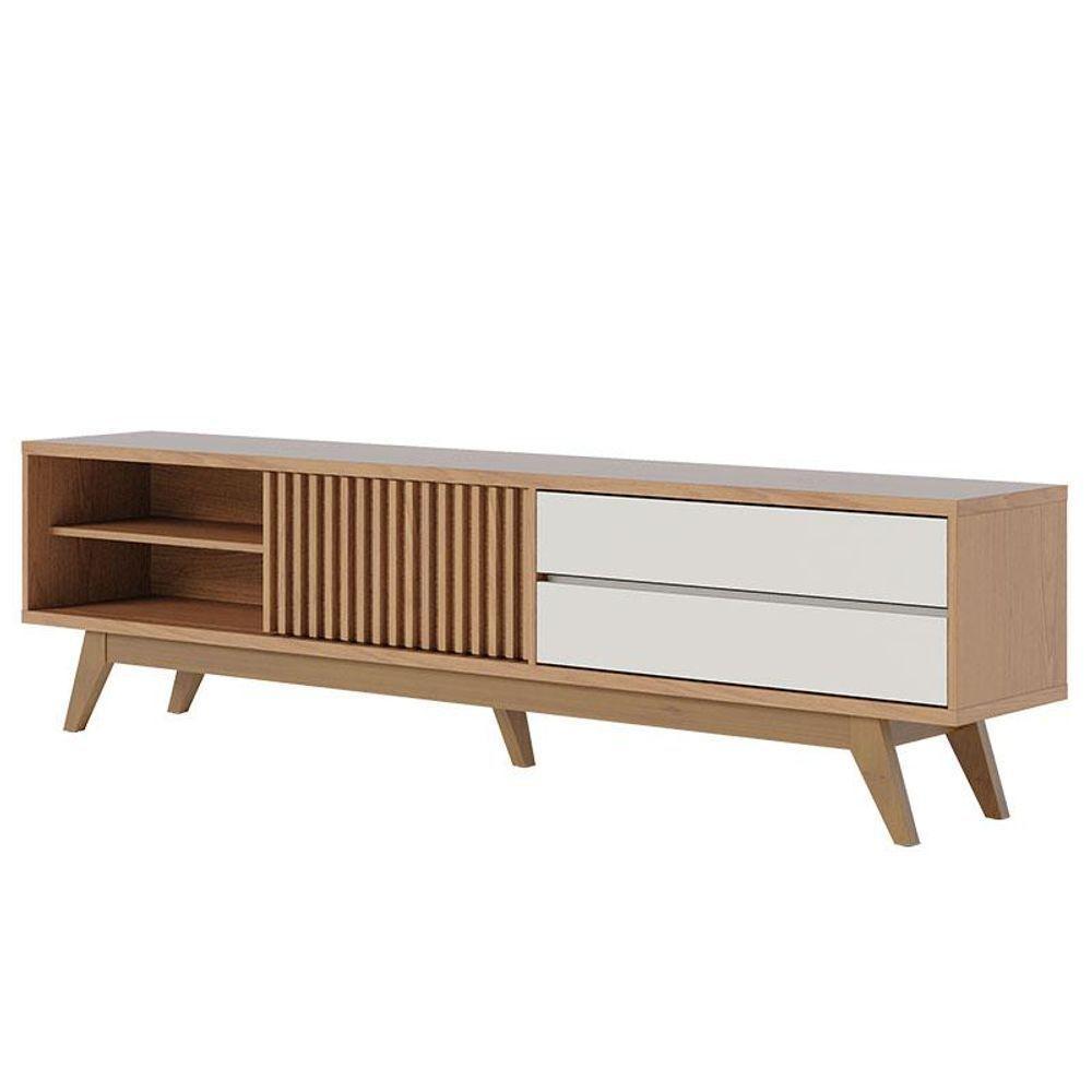 Rack Bancada Veneza Com Mesa De Centro Jeri Freijó Off White Matte E Aparador Riviera Freijó - Colibri - 2