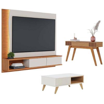 Home Suspenso Egeu Com Mesa De Centro Jeri Off White Freijó E Aparador Riviera Freijó - Colibri