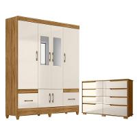 Guarda Roupa Casal Ms912 Com Espelho E Cômoda Georgia Freijó Off White - Moval - 1