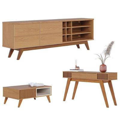 Rack Bancada Noronha 1.8 Com Aparador Riviera Freijó E Mesa De Centro Jeri Freijó Off White - Colibri