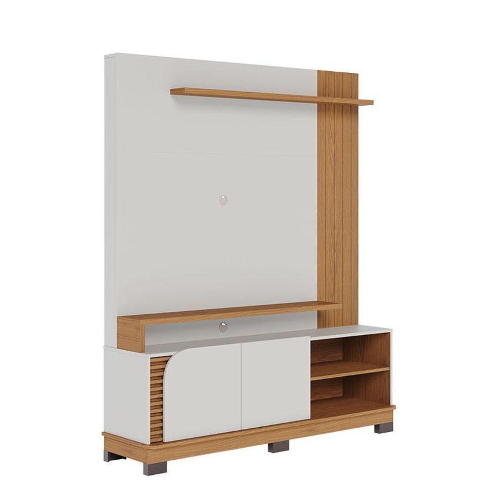Estante Home Theater Jurerê 1.5 Com Mesa De Centro Jeri Off White Matte Freijó E Aparador Riviera Freijó - Colibri - 2
