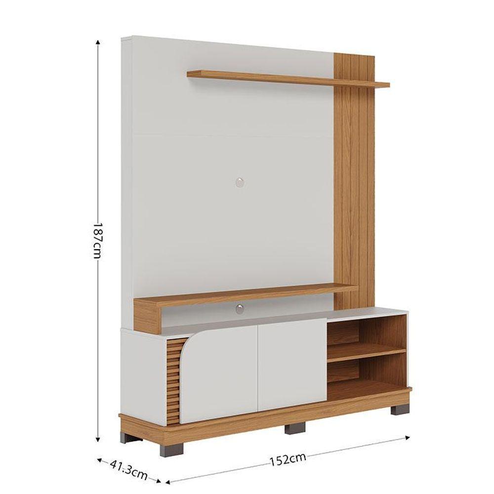 Estante Home Theater Jurerê 1.5 Com Mesa De Centro Jeri Off White Matte Freijó E Aparador Riviera Freijó - Colibri - 4
