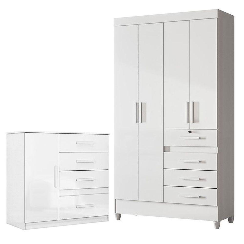 Guarda Roupa Infantil Sobral E Cômoda Vênus Branco Flex - Moval - 1