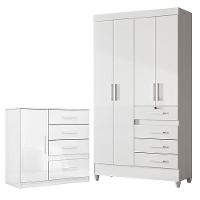 Guarda Roupa Infantil Sobral E Cômoda Vênus Branco Flex - Moval - 1