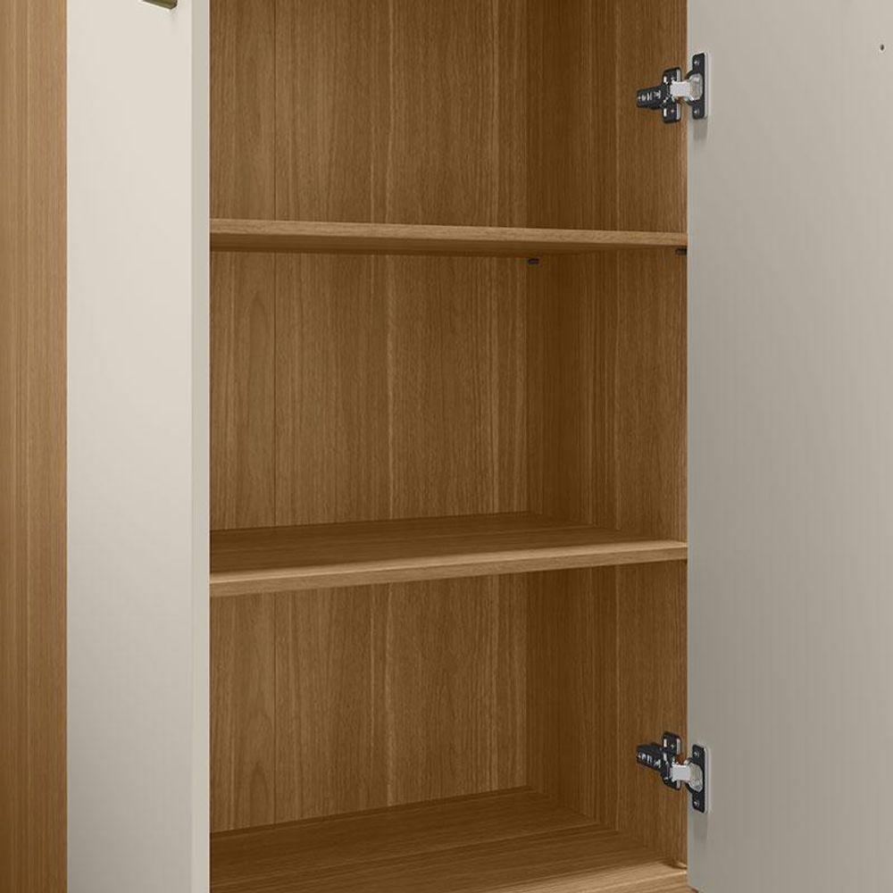 Guarda Roupa Solteiro Versa 3 Portas Com Armário Multiuso Luna Freijó Off White Fosco- Kits Paraná - 8