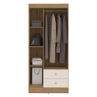 Guarda Roupa Solteiro Versa 3 Portas Com Armário Multiuso Luna Freijó Off White Fosco- Kits Paraná