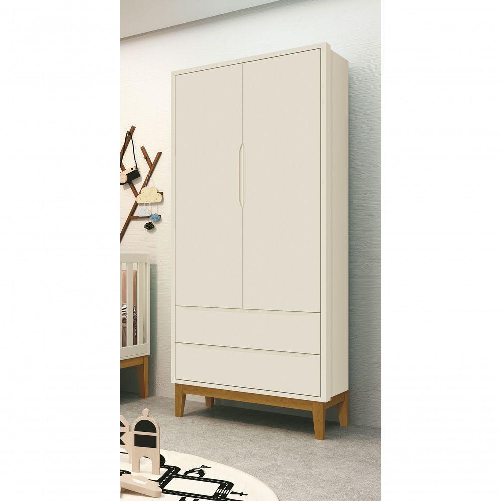 Guarda-roupa Retrô 2 Portas Classic New Areia Fosco Com Madeira - Moveisaqui - 2