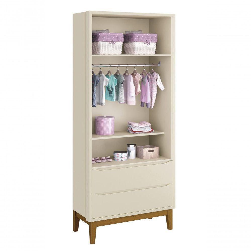 Guarda-roupa Retrô 2 Portas Classic New Areia Fosco Com Madeira - Moveisaqui - 5