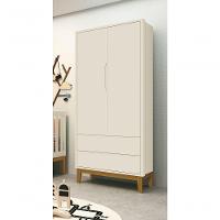 Guarda-roupa Retrô 2 Portas Classic New Areia Fosco Com Madeira - Moveisaqui - 2