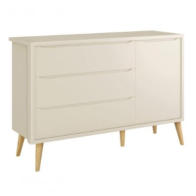 Cômoda Sapateira Théo New 3 Gavetas MDF com Puxador Embutido Bege Areia Fosco