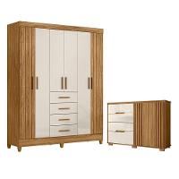 Guarda Roupa Solteiro Aruba E Cômoda Texas Freijó Off White - Moval - 1