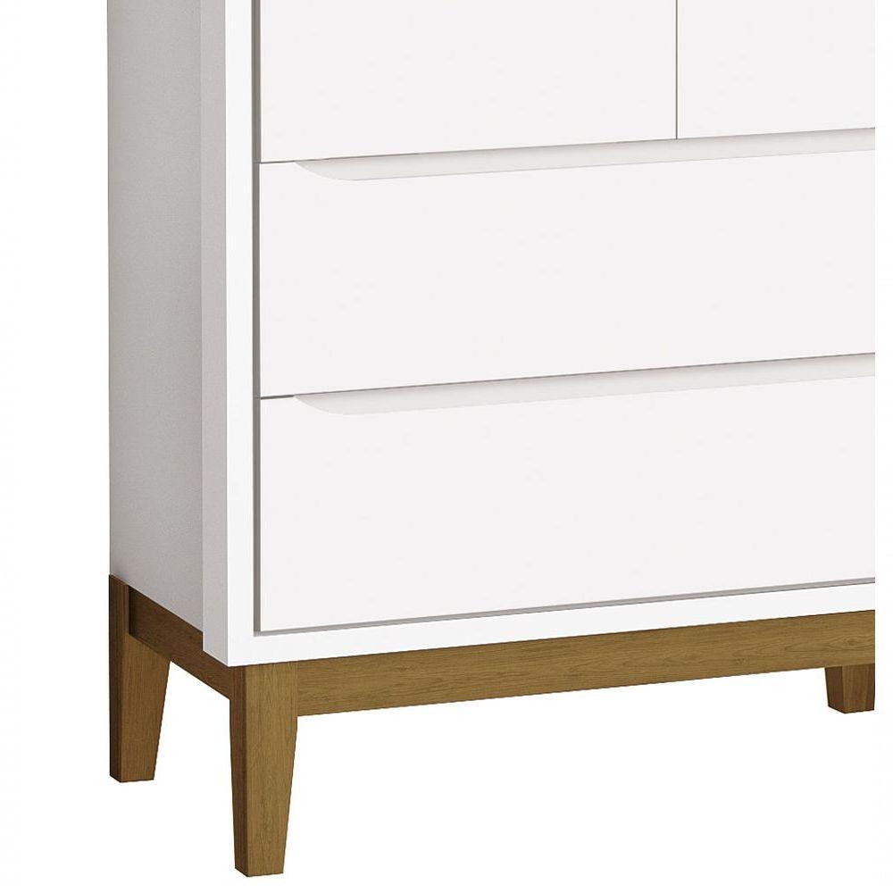 Guarda-roupa Retrô 2 Portas Classic New Branco Fosco Com Madeira - Moveisaqui - 3