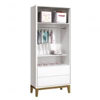 Guarda-roupa Retrô 2 Portas Classic New Branco Fosco Com Madeira - Moveisaqui - 5