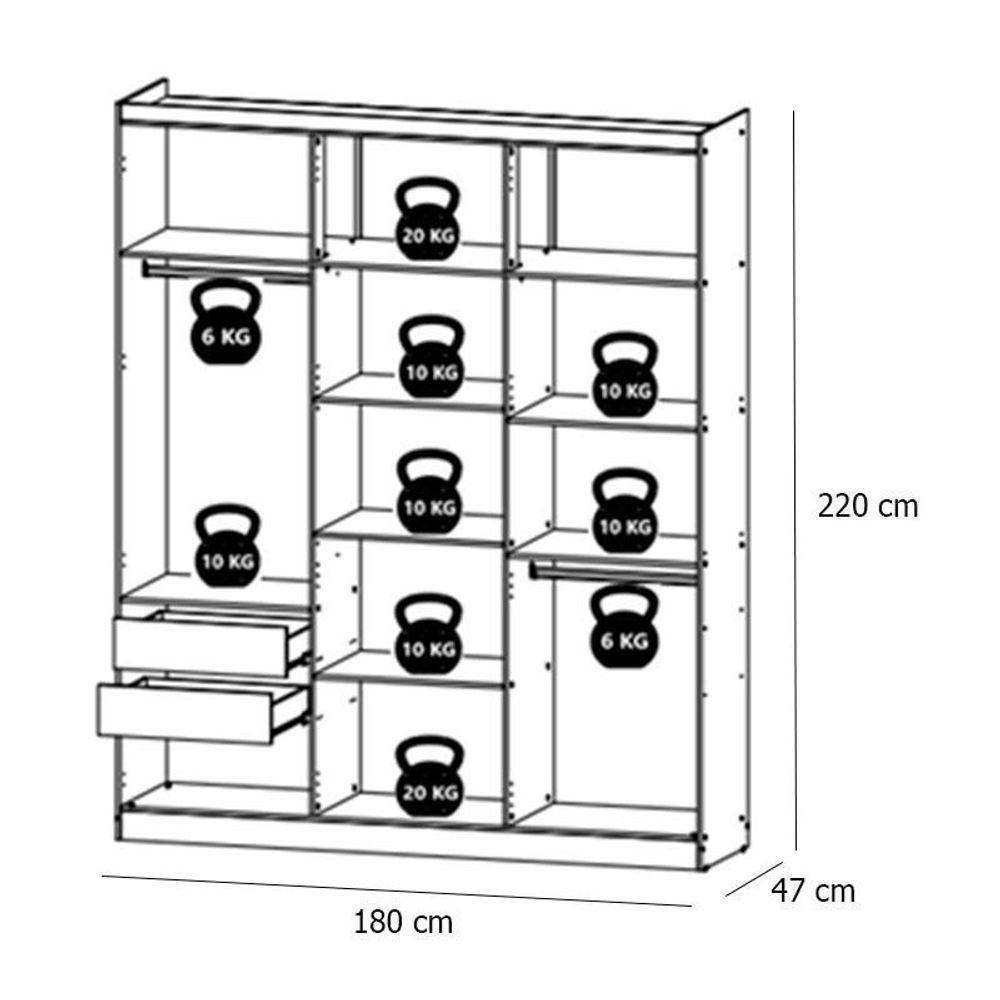 Guarda Roupa Casal Milan 6 Portas Capuccino Menta E Cômoda Com Porta Aurora Capuccino - Thb - 4