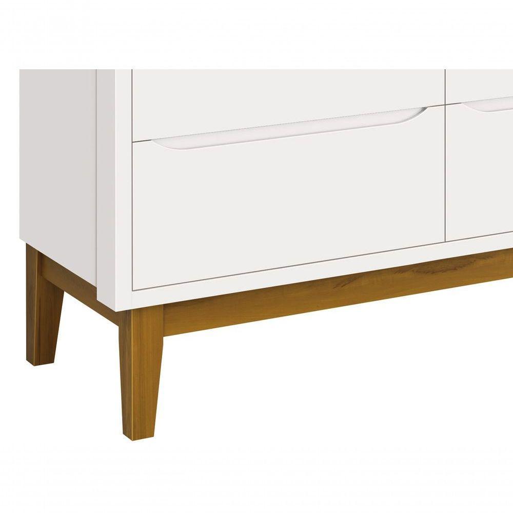 Cômoda 6 Gavetas Classic New Branco Fosco Com Madeira - Moveisaqui - 3