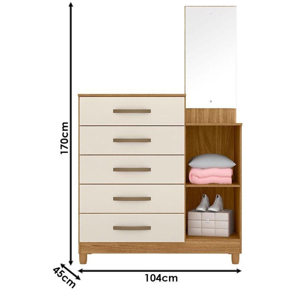 Guarda Roupa Casal Ms912 E Cômoda Lisboa Freijó Off White - Moval - 7
