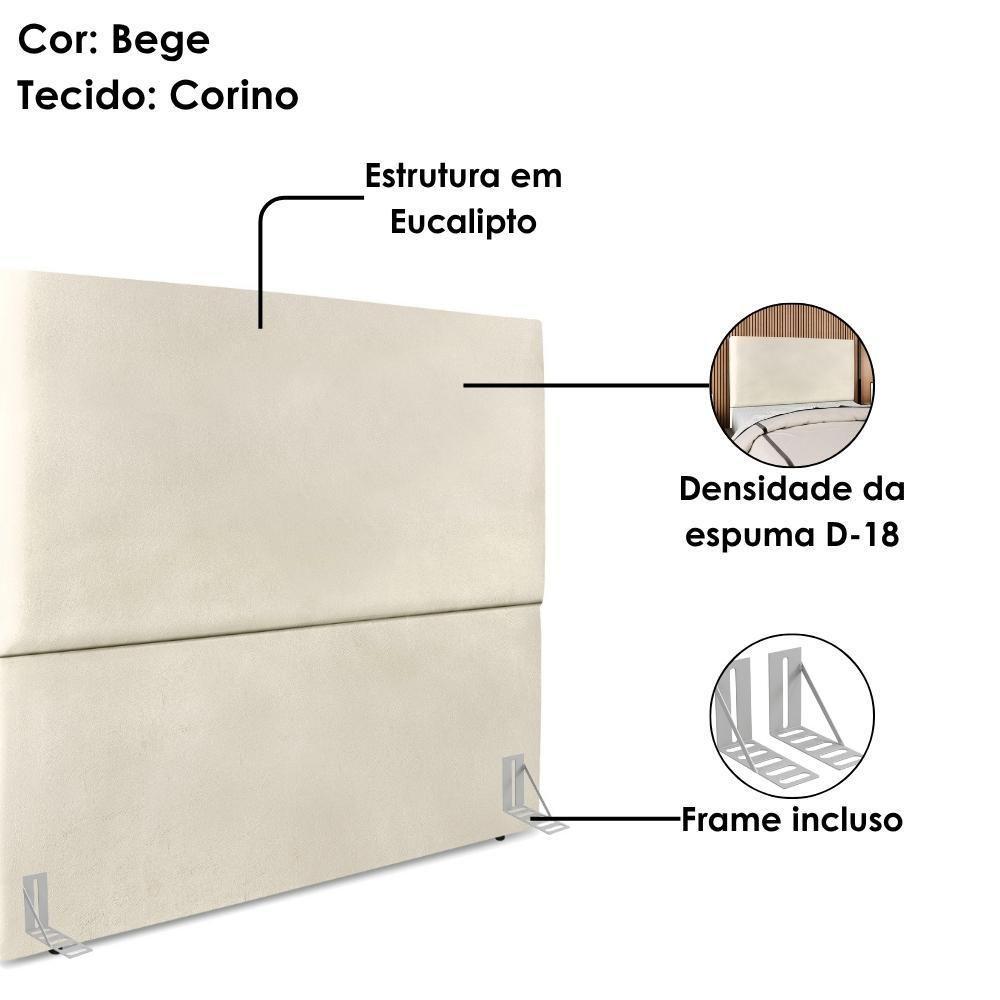 Cabeceira Casal 140 Cm Com Frame Luna Corino Bege Artte Bege - 4
